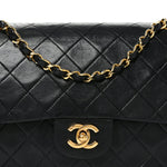 Lambskin Quilted Medium Double Flap Black