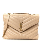 Calfskin Y Quilted Monogram Medium Loulou Chain Satchel Dark Beige
