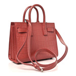 Calfskin Crocodile Embossed Nano Sac De Jour Rose Fonce