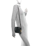 Polished Nappa Intrecciato Metallic Knot Mini Loop Camera Bag Black