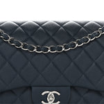 Caviar Quilted Jumbo Double Flap Blue