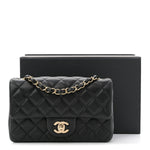 Lambskin Quilted Mini Rectangular Flap Black