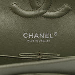 Caviar Chevron Quilted Medium Double Flap  Green