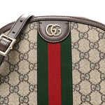 GG Supreme Monogram Textured Dollar Calfskin Web Small Ophidia Dome Shoulder Bag Beige Ebony New Acero