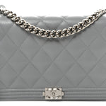 Caviar Quilted Boy Wallet On Chain WOC Grey