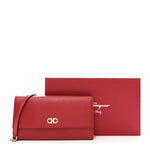 Printed Calfskin Gancini Wallet On Chain Red