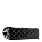 Patent Quilted Jumbo Double Flap Black