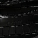 Semi Matte Calfskin Crocodile Embossed Neo Classic Black Hardware Large City Black