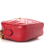 Calfskin Matelasse Mini GG Marmont Chain Shoulder Bag Hibiscus Red