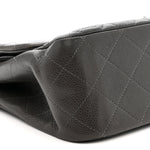 Caviar Quilted Jumbo Double Flap Grey