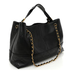 Calfskin Quilted Large Coco Base Shopping Bag Black
