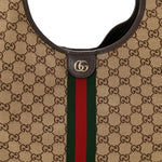 GG Monogram Web Large Giglio Tote Beige Brown