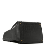 Crocodile Embossed Calfskin Medium Phantom Luggage Black