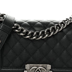 Caviar Quilted Small Boy Flap Black