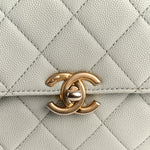 Caviar Quilted Medium Carry Me Top Handle Flap Light Blue