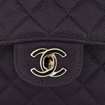 Caviar Quilted Small Double Flap Dark Purple