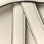 Grained Calfskin Mini Saddle Bag White