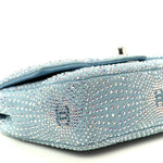 Denim Strass Evening Flap Bag Blue