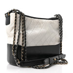 Aged Calfskin Quilted Medium Gabrielle Hobo Black White