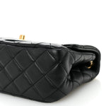 Lambskin Quilted Mini Pearl Crush Flap Black