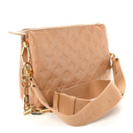 Lambskin Embossed Monogram Coussin PM Camel