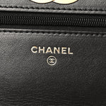 Caviar Quilted Camellia Wallet On Chain WOC Black