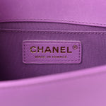 Lambskin Chevron Quilted Small Boy Flap Purple