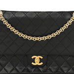 Lambskin Quilted Small Double Flap Black