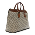 GG Supreme Monogram Small Zip Top Tote Beige Tuscany