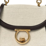 Calfskin Canvas Margot Top Handle Satchel Burgundy