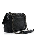 Crinkled Calfskin Matelasse Monogram Baby Niki Chain Satchel Black