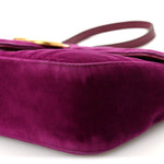 Velvet Matelasse Small GG Marmont Shoulder Bag Fuchsia Violet Cyclamen
