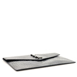 Calfskin Crocodile Embossed Uptown Monogram Pouch Black