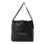 Shiny Calfskin Quilted Small Chanel 22 Black