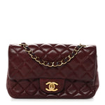Lambskin Quilted Mini Rectangular Flap Burgundy