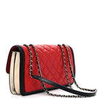 Lambskin Quilted Tri-Color Flap Red White Black