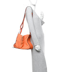 Grained Calfskin Small Hammock Shoulder Bag Apricot Orange