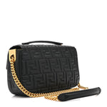 Nappa Small FF Embossed Mid Chain Baguette Black