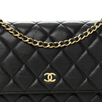 Lambskin Quilted Wallet On Chain WOC Black