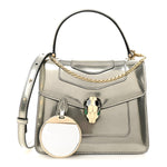 Metallic Calfskin Serpenti Forever Top Handle Silver
