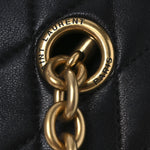 Lambskin Quilted Round Le Maillon Round Tassel Chain Crossbody Bag Black
