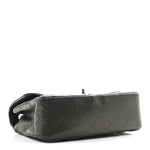 Metallic Caviar Quilted Mini Rectangular Flap Dark Grey