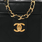 Lambskin Quilted Vanity Clutch With Chain Black