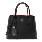 Saffiano Cuir Small Double Bag Black Fuoco