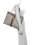GG Supreme Monogram Large Rajah Chain Tote Beige New Acero