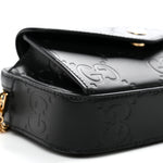 Calfskin GG Super Mini Debossed Chain Wallet Black
