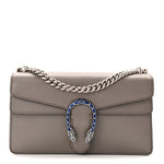 Dollar Calfskin Enamel Small Dionysus Shoulder Bag Dusty Grey Electric Blue