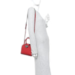 Grainy Calfskin Small Rockstud Double Top Handle Bag Rosso Valentino