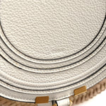 Raffia Small Grain Calfskin Small Marcie Basket Crossbody White
