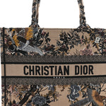 Canvas Embroidered Jardin D'Hiver Medium Book Tote Beige Multicolor